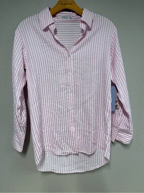 Blenca Pink & White Striped Button-Down Shirt Size Small